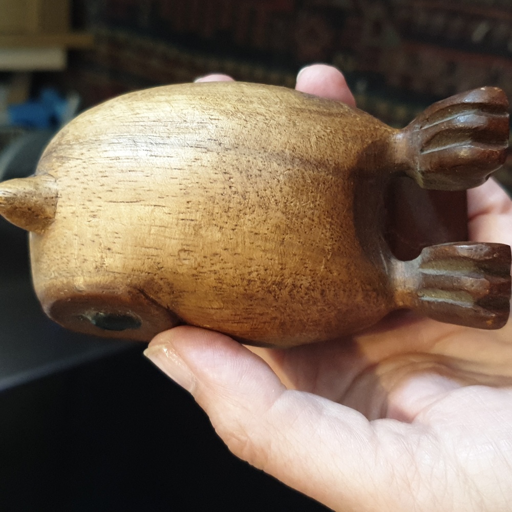 Carved wooden owl decoration 10x6x6cm painted wood carving - Picture 4 of 8